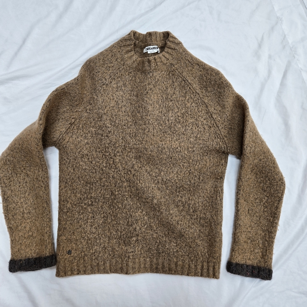 Zadig & Voltaire Dawn Made In Italy Merino Wool And Alpaca Crewneck Knit Sweater